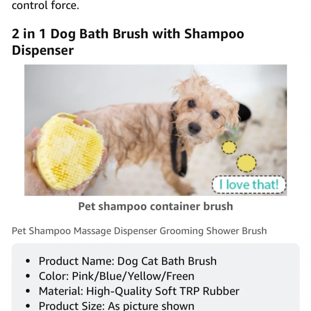 DUALSHINE Upgraded Dog Bath Brush,Dog Scrubber Best Pet Bathing Tool & shampoo
